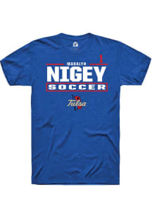 Madalyn Nigey Rally Mens Blue Tulsa Golden Hurricane NIL Stacked Box Player T Shirt