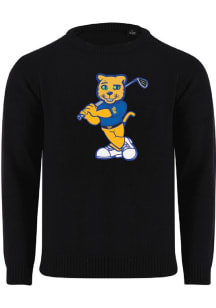 Mens Black Pitt Panthers Golf Roc Victory Lights Varsity Applique Crew Sweatshirt