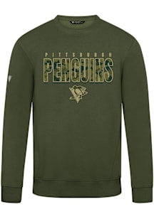 Levelwear Pittsburgh Penguins Mens Olive Zane Protect Long Sleeve Crew Sweatshirt