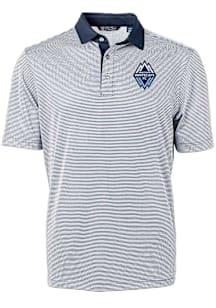 Cutter and Buck Vancouver Whitecaps FC Mens Navy Blue Virtue Eco Pique Micro Stripe Short Sleeve P..