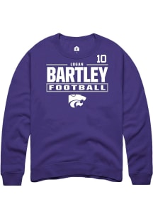 Logan Bartley Rally Mens Purple K-State Wildcats NIL Stacked Box Player Crew