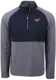 Cutter and Buck Dayton Flyers Mens Navy Blue Vault Adapt Eco Hybrid Long Sleeve Qtr Zip Pullover