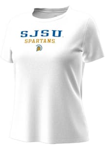 Under Armour San Jose State Spartans Womens White Stacked over logo Motion Short Sleeve T-Shirt