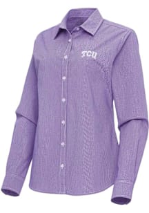Antigua TCU Horned Frogs Womens Porter Long Sleeve Purple Dress Shirt