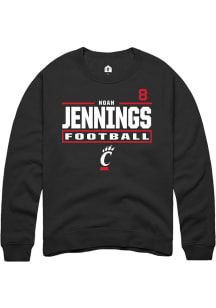 Noah Jennings Rally Mens Black Cincinnati Bearcats NIL Stacked Box Player Crew