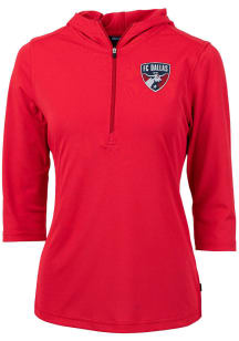 Cutter and Buck FC Dallas Womens Red Virtue Eco Pique Hooded Sweatshirt