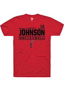 McKenzie Johnson Cincinnati Bearcats Red NIL Stacked Box Short Sleeve Player T Shirt