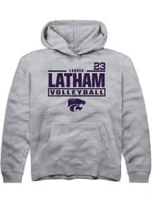 Lauren Latham Rally Youth Grey K-State Wildcats NIL Stacked Box Long Sleeve Player Hoodie