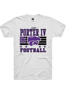 Larry  Porter IV Rally Mens White K-State Wildcats NIL Striped Player T Shirt
