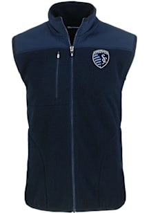 Cutter and Buck Sporting Kansas City Mens Navy Blue Cascade Sherpa Sleeveless Jacket