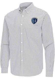 Antigua Sporting Kansas City Mens Ash Ellis Long Sleeve Dress Shirt