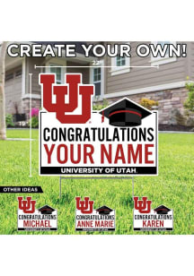 Utah Utes Personalized Congratulations Grad Yard Sign - White