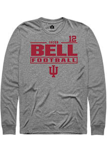Jacob Bell Indiana Hoosiers Graphite Football NIL Stacked Box Long Sleeve Player T Shirt