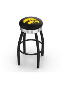 Black Iowa Hawkeyes 3 Ring Chrome Seat Pub Stool