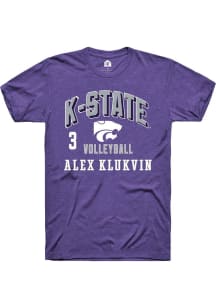 Alex Klukvin Rally Mens Purple K-State Wildcats NIL Arch Logo Player T Shirt