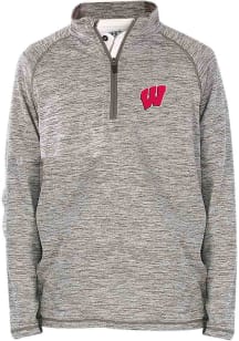Youth Grey Wisconsin Badgers Mathew Long Sleeve Quarter Zip