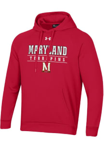 Mens Maryland Terrapins Red Under Armour Flat Name Terrapins Hooded Sweatshirt