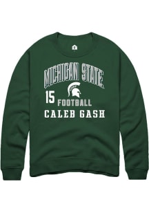 Caleb Gash Rally Mens Green Michigan State Spartans NIL Arch Logo Crew Sweatshirt