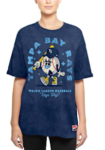 New Era Tampa Bay Rays Womens Navy Blue Oversized Short Sleeve T-Shirt