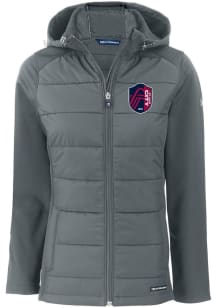 Cutter and Buck St Louis City SC Womens Graphite Evoke Hood Heavy Weight Jacket