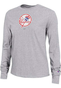 Champion New York Yankees Womens Grey Core LS Tee