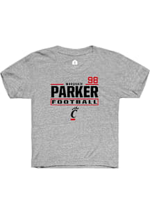 Marquaze Parker Cincinnati Bearcats Youth Grey NIL Stacked Box Player Tee