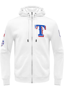 Pro Standard Texas Rangers Mens White Classic Chenille Long Sleeve Zip Fashion