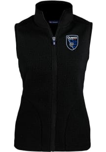 Cutter and Buck San Jose Earthquakes Womens Black Cascade Sherpa Vest