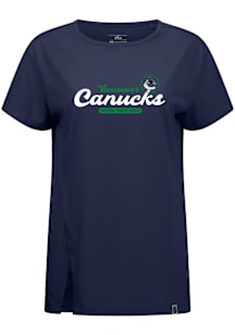 Levelwear Vancouver Canucks Womens Navy Blue Influx Monument Short Sleeve T-Shirt