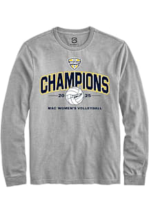 Summit Sportswear Toledo Rockets Grey MAC 2025 Volleyball Champions Long Sleeve T Shirt