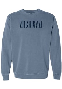 Michigan Wolverines Mens Blue Team Name Long Sleeve Crew Sweatshirt