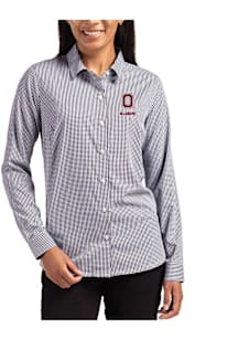 Cutter and Buck Ohio State Buckeyes Womens Alumni Epic Confidence Gingham Long Sleeve Black Dress..