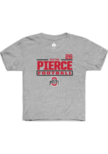 Payton Pierce Youth Grey Ohio State Buckeyes NIL Stacked Box Short Sleeve Player T-Shirt