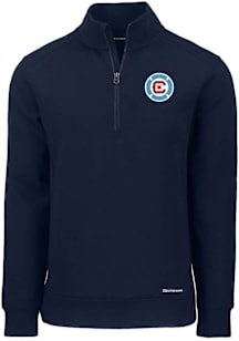 Cutter and Buck Chicago Fire Mens Navy Blue Roam Long Sleeve Qtr Zip Pullover