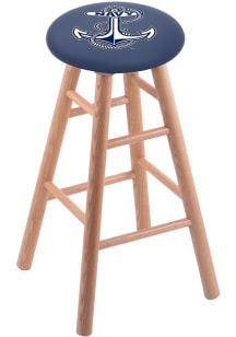 Navy Midshipmen Round Cushion Oak Pub Stool - Brown