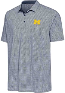 Antigua Michigan Wolverines Mens White Intersect Short Sleeve Polo