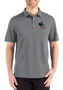Cutter and Buck Delaware Fightin' Blue Hens Mens Graphite Vault Advantage Refresh Short Sleeve Pol..