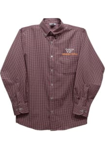 Vive La Fete Virginia Tech Hokies Baby Maroon Gingham Long Sleeve Polo