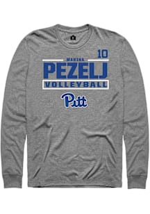 Marina Pezelj Mens Graphite Pitt Panthers NIL Stacked Box Long Sleeve Player T Shirt