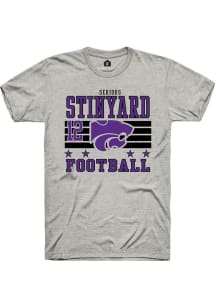 Serious Stinyard Rally Mens Ash K-State Wildcats NIL Striped Player T Shirt