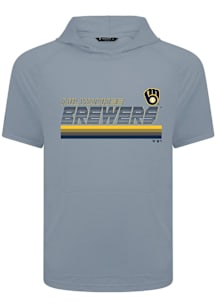 Levelwear Milwaukee Brewers Grey Phase Breaker Short Sleeve Hoods