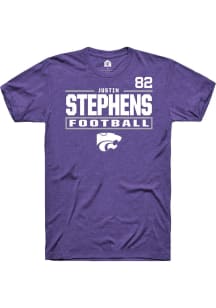 Justin Stephens Rally Mens Purple K-State Wildcats NIL Stacked Box Player T Shirt