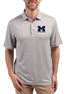 Michigan Wolverines Ash Cutter and Buck Letterwinners M Club Forge Double Stripe Big and Tall Polo