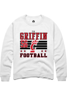 Tim Griffin Rally Mens White Cincinnati Bearcats NIL Striped Player Crew