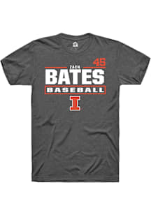Zach Bates Illinois Fighting Illini Dark Grey NIL Stacked Box Short Sleeve Player T Shirt