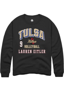 Lauren Eitler Rally Mens Black Tulsa Golden Hurricane NIL Arch Logo Player Crew