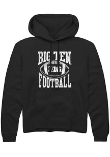 Mens Big Ten Black Rally Football Arch Hooded Sweatshirt