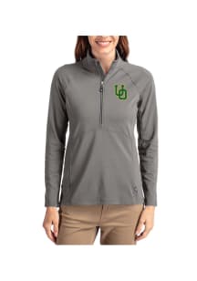 Womens Oregon Ducks Graphite Cutter and Buck Adapt Eco Qtr Zip Pullover