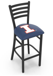Black Illinois Fighting Illini Stationary Pub Stool