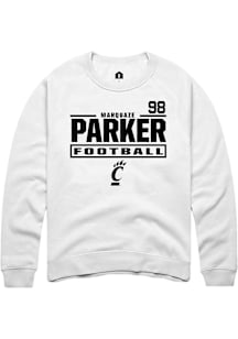 Marquaze Parker Cincinnati Bearcats Mens White Football NIL Stacked Box Player Crew